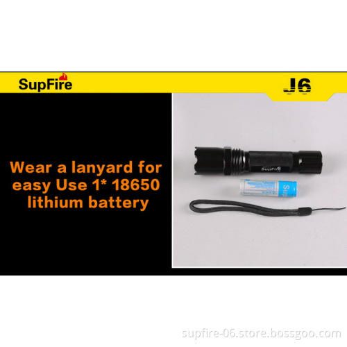 Household rechargeable lighting LED flashlight SupFire J6